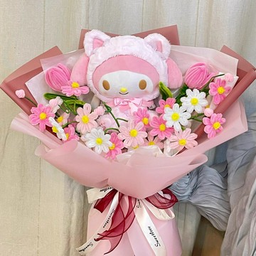 免運 美樂蒂扭扭棒花束 粉色系手工不凋花禮 情人節生日送女友閨蜜首選 台灣出貨