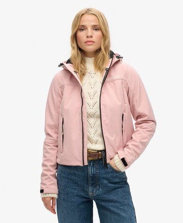 Superdry Women's Ladies Slim Fit Hooded Soft Shell Trekker Jacket, Pink, Size: 10 Size: 6