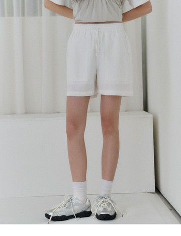 夏日時光棉麻休閒短褲(白色)-女【棉麻布】