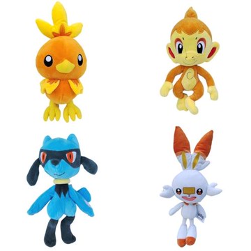 跨境外貿尾單 神奇寶貝 炎兔兒  路卡利歐  火焰猴  火稚雞毛絨