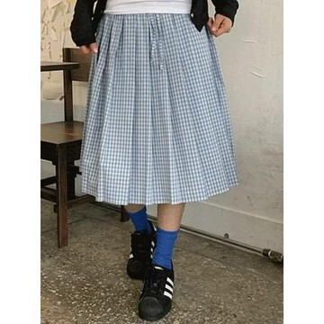 Codibook｜韓國 DAILYJOU 凱拉格紋百褶中長裙［預購］裙子 傘狀裙 女裝
