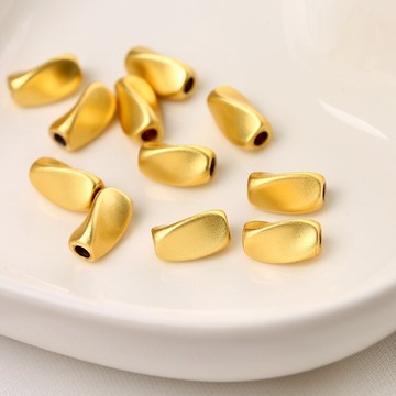 14K金保色鐳射珠長橢圓形管珠切面隔珠diy手鏈項鏈飾品配件散珠