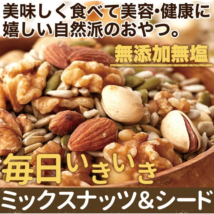 送料無料 毎日いきいきミックスナッツ＆シード1kg 無添加 無塩 ミックスナッツ 美容 お菓子 朝食シリアル