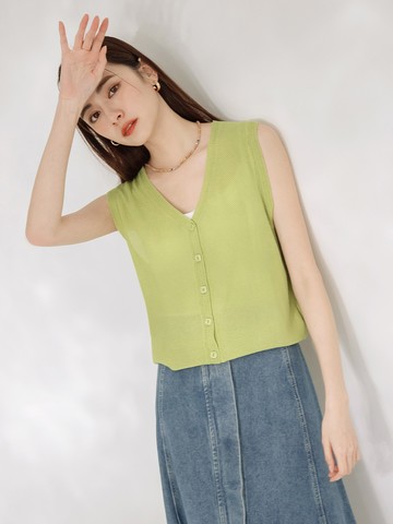 V領開襟針織背心