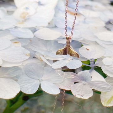 925純銀項鍊 幸運的小鯨魚尾巴【純銀-玫瑰金色】立體鯨魚尾巴設計  Sabrina