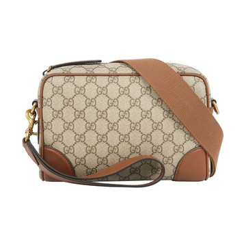 GUCCI GG Emblem 小款拉鍊斜背包(烏木/深棕色) 821155 FAED3 9786