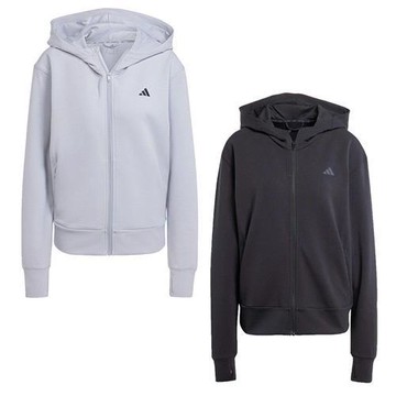 【下殺】Adidas 連帽外套 女裝 排汗 拉鍊口袋 灰紫/黑【運動世界】JP2651/JP2654