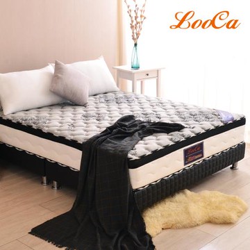 石墨烯入門組【LooCa】石墨烯護脊型遠紅外線+乳膠+M型強化獨立筒床墊(加大6尺)+贈石墨烯枕套*2