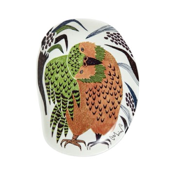 日本 moritaMiW 置物小瓷盤/小皿/小碟-果園裡的鴞鸚鵡 約10.8×14.6×1.5cm (JN108-502-00-04)