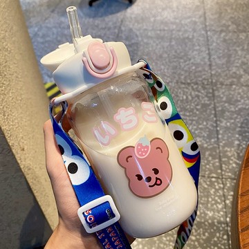 系杯子女可愛少女學生網紅水杯女帶吸管杯大人兒童玻璃杯女便攜