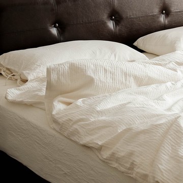 不染色A類天然純棉四件套日式白色高端民宿全棉床上用品床單被套