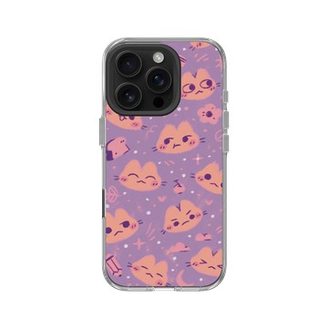 iPhone 16 Pro Clear Case（相機按鈕） 透明 - Jazlynn - 貓咪貼圖-紫色