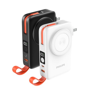PHILIPS 伸縮線多合一10000mAh行動電源 DLP4352C(磁吸+支架+自帶線三維設計) 廠商直送