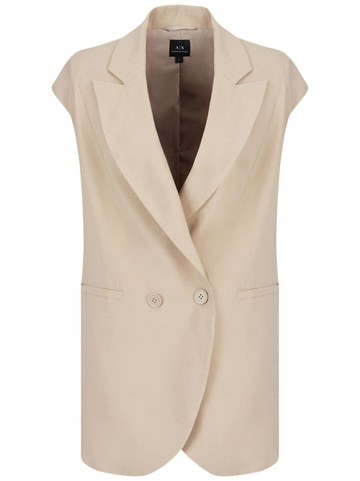 Armani Exchange - double-breasted cap-sleeved vest - women - Polyester/Viscose - XL - Neutrals
