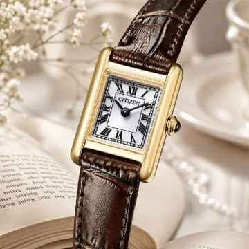 CITIZEN 星辰 LADY S 限量 光動能 復古優雅 方形腕錶 情人 禮物 EG2797-13A
