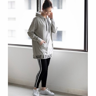 Lingerie By Geera 上下２点セット ロゴチュニックパーカー レギンスセットアップ コットン混のスウェット素材で快適 Women トップス パーカー 通販 Lineポイント最大get Lineショッピング