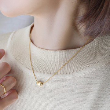 【可從初秋微涼時節開始配戴】長度可調 簡約豆形項鍊 霧金/銀 蛇骨鍊  વાળા