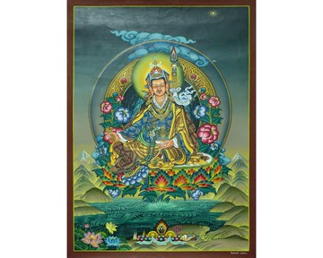 手繪蓮花生大師唐卡24K金 | 蓮花生大師原作