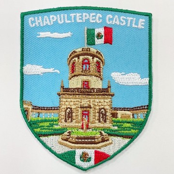 墨西哥 查普爾特佩克城堡 燙布貼 刺繡袖標 地標電繡刺繡背膠補丁 袖標 布標 布貼 補丁 貼布繡 臂章