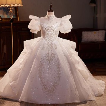 洋氣婚紗蓬蓬裙兒童演出服鋼琴