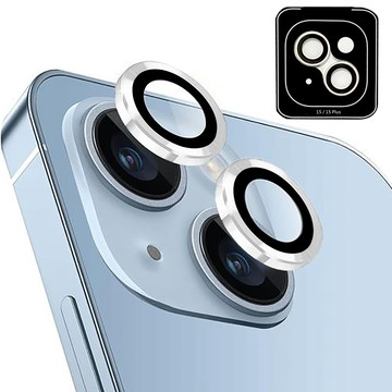YANG YI iPhone 15 / 15 Plus 精準定位防爆防刮3D全包覆9H鋁合金鏡頭鋼化玻璃膜保護貼