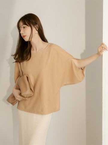 磨毛立體紋理連袖寬鬆上衣