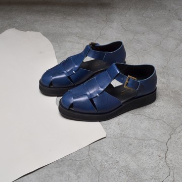 751 英倫羅馬包頭 手工涼鞋 藍