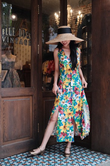 Vintage dress復古印花連衣裙古著