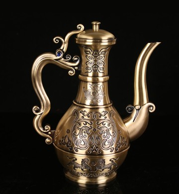 俄羅斯青銅酒具酒壺歐式酒杯酒壺酒具創意合金 工藝酒壺/家居擺設