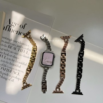 【O'CLOCK STUDIO】細版鎖鏈不鏽鋼 Apple Watch 金屬錶帶 ｜Apple watch 金屬錶帶