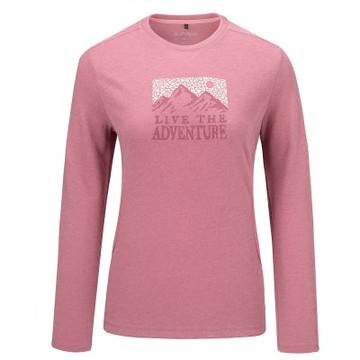 【ATUNAS 歐都納】女款長袖羊毛T恤A1TS2544W灰粉/透氣排汗/柔軟舒適/樂遊戶外