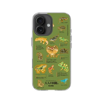 iPhone 16 Clear Case（相機按鈕） 透明 - 大人の図鑑 - 爬蟲類編_圖鑑風