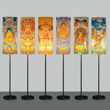免運 可開票 燈具 落地燈 立燈 檯燈 立式燈 禪意寺廟立式佛藝術燈簡約臥室客廳民宿ins書房輕奢落地燈唐卡燈 快速出貨DDD1111