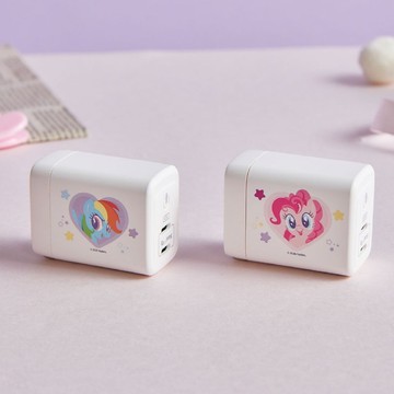 彩虹小馬 愛心大頭碧琪和紫悅GaN 40W Type-C雙孔充電頭
