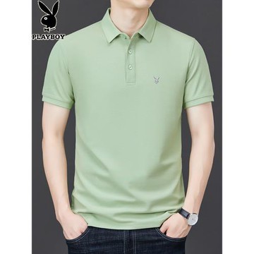 花花公子純棉短袖t恤男士夏季新款翻領半袖polo衫高檔男裝上衣潮T