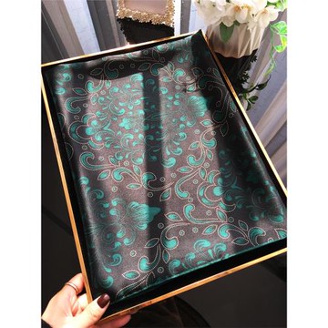 優雅墨綠新款真絲素縐緞大方巾時尚高端送禮桑蠶絲絲巾圍巾女披肩