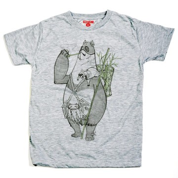 短袖T卹，第一章，熊貓，竹，男，女，棉混紡，柔軟舒適。