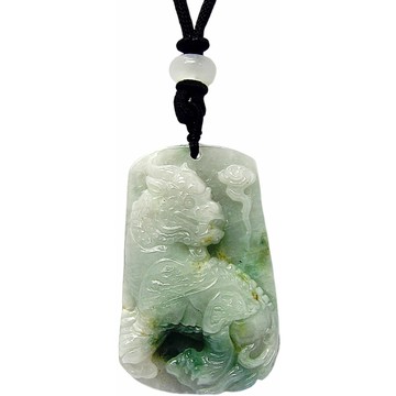 平安牌半山半雙色 天然A貨翡翠玉石吊墜子項鍊PP29