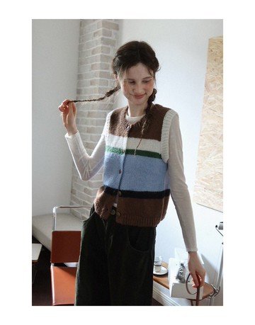 北歐復古 / 多彩針織背心 / 綿羊毛 馬海毛