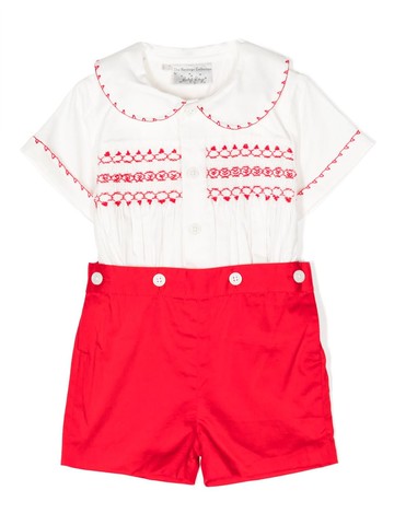 Rachel Riley - embroidered cotton romper - kids - Cotton - 6 mth - White