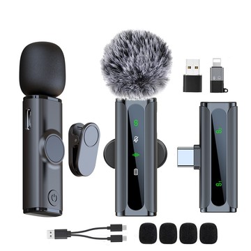 無線領夾麥克風降噪吃播視頻收音麥迷妳話筒手機直播麥克風夾領式 鑫弘-數碼配件