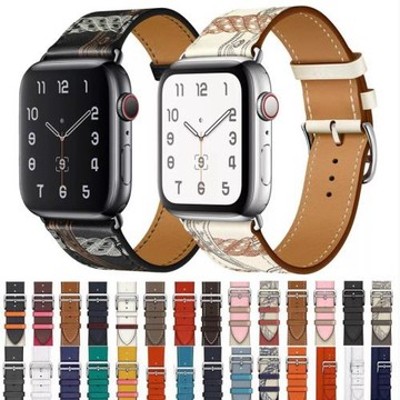 適用蘋果手表表帶真皮apple watch6表帶皮質蘋果iwatch7手表帶3/4/SE/5代42/40/44/41/45mm運動潮流腕帶