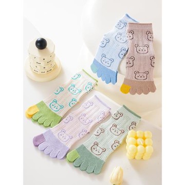 夏季親子超薄網眼五指襪兒童純棉卡通男女童2-3-12歲寶寶腳趾襪夏