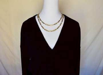 菱形鏤空格紋長鏈毛衣鏈