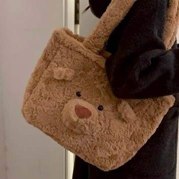 Elf✨台灣出貨｜小熊泰迪托特包款🧸冬季毛絨小熊大容量包包jk學生必備保暖可愛手提包肩背包jellycat毛茸茸包筆電包
