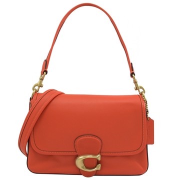 COACH  Soft Tabby 經典C LOGO翻蓋手提斜背兩用包(橘紅)
