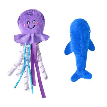 ZippyPaws 海底總動員-小水母&小鯨魚(貓玩具 貓草玩具 紓壓玩具 貓薄荷 寵物玩具)