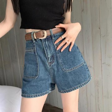 冰絲牛仔短褲女夏天高腰a字顯瘦小個子2023新款夏季薄款辣妹熱褲