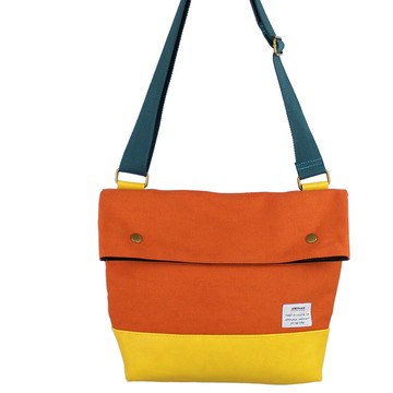 AMINAH-橘色帆布側背包