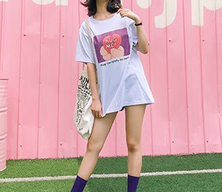 FINDSENSE H1夏季 新款 日本 清新 字母圖案 印花  時尚  寬鬆 潮牌 情侶 短袖 T恤 潮男女 上衣